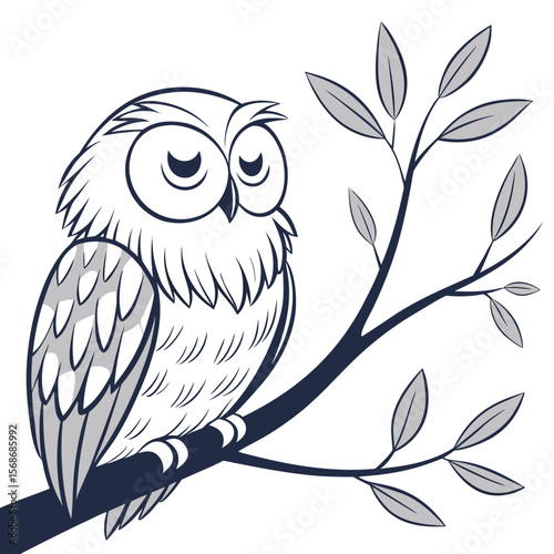 Owl perched on a branch bird tree
