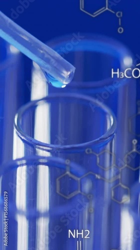 Animation of scientific data processing over test tubes in laboratory