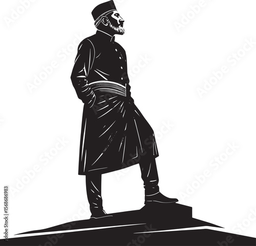 Man in traditional attire standing on steps traditional clothing