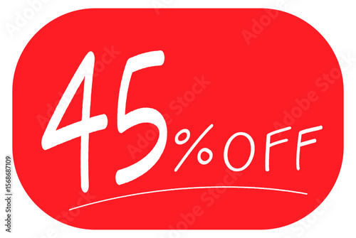 赤い背景の手描きの「45%OFF」のアイコン