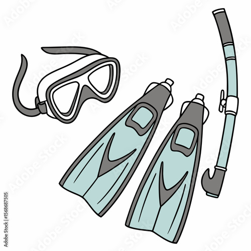 Snorkel mask fins and tube diving
