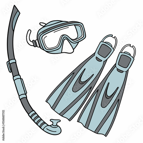 Snorkel mask fins and tube diving