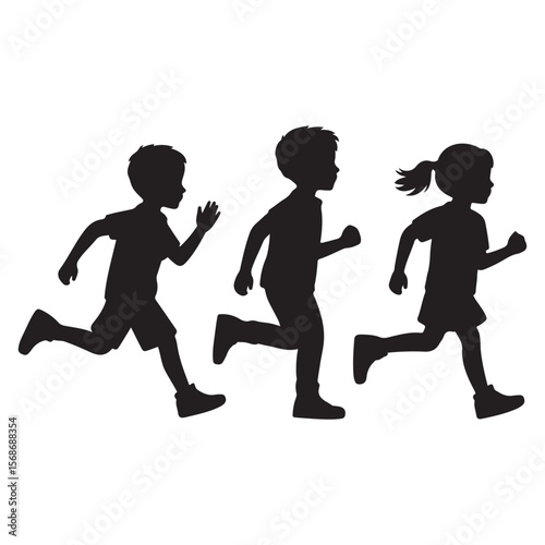running silhouettes vector