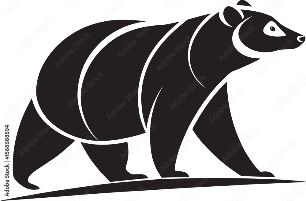 Obraz premium Stylized black bear walking animal wildlife