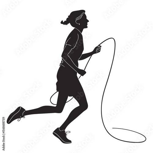 Woman jumping rope silhouette fitness exercise