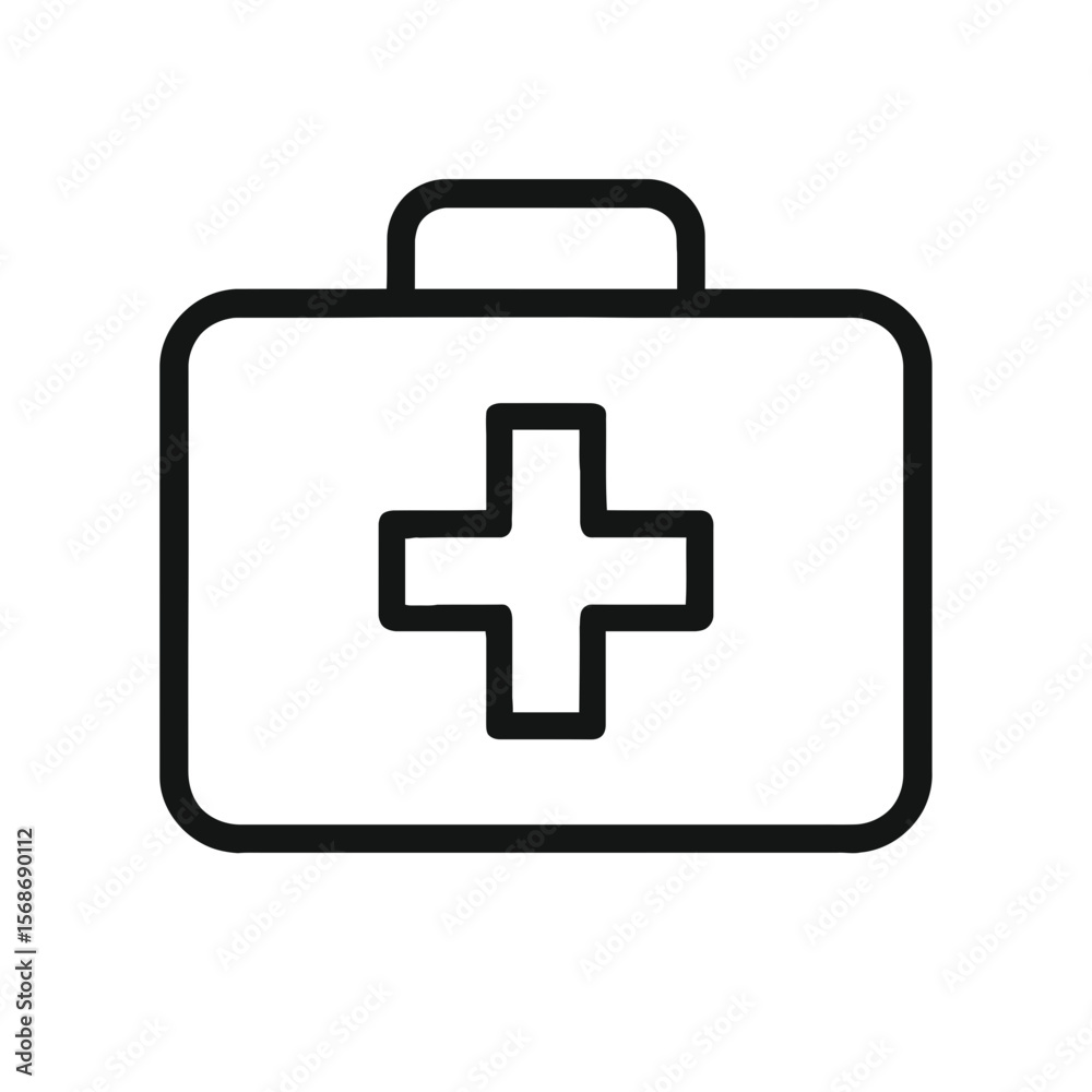 A clean first aid kit symbol represents healthcare, emergency services, and medical assistance with a simple and universal graphic element. A clean first aid kit symbol represents healthcare, emergency services, and medical assistance with a simple and universal graphic element.