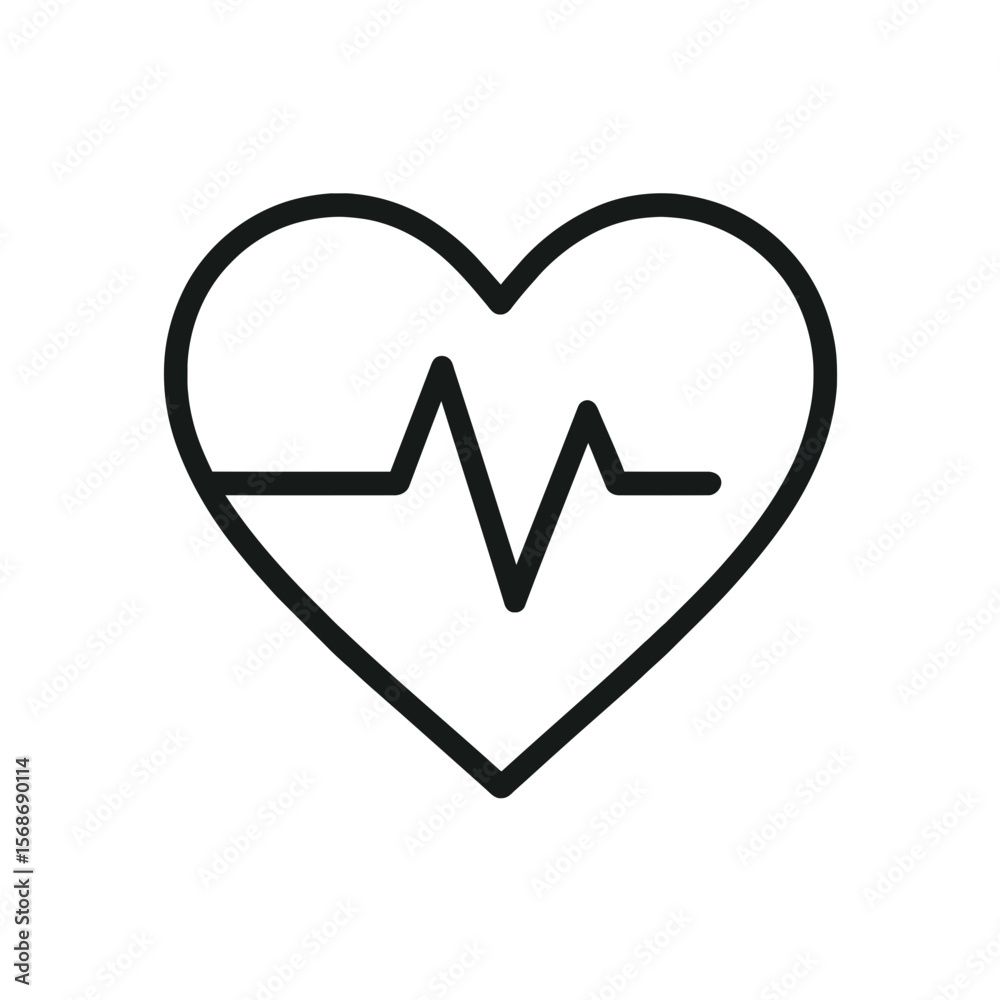 Black outline shows a heartbeat in a heart shape, ideal for cardiology, health, or fitness projects, and medical designs. Black outline shows a heartbeat in a heart shape, ideal for cardiology, health, or fitness projects, and medical designs.