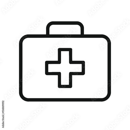 A clean first aid kit symbol represents healthcare, emergency services, and medical assistance with a simple and universal graphic element.