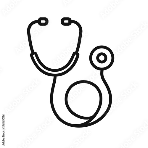 Stethoscope outline crafted with smooth lines, ideal for medical design, healthcare symbol or creating logos related to medicine and wellness.