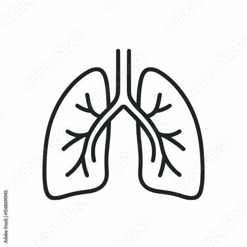 Line art lungs graphic representing respiratory health in a simple, anatomical design suitable for medical or educational projects.
