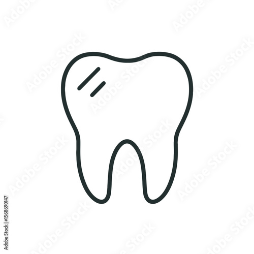 Minimalist tooth outline presents a clean and modern dentistry graphic, ideal for medical apps, dental clinic branding, and oral hygiene materials.