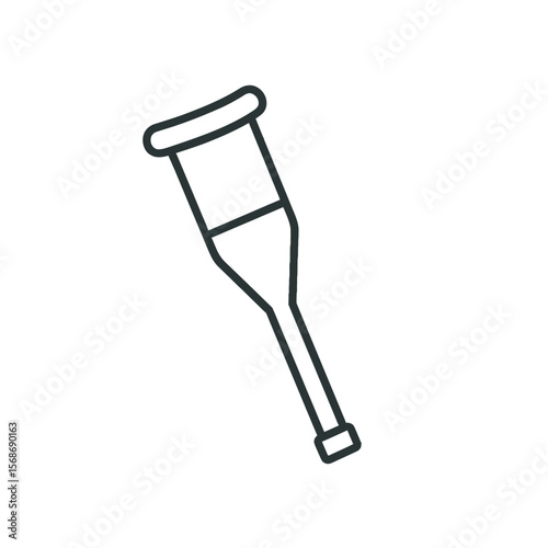 An elegant line art drawing of a crutch, providing accessibility design potential for medical and healthcare themed projects.