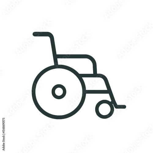 Simple wheelchair outline design for medical aid, accessibility and disability awareness projects needing a clean, modern look.