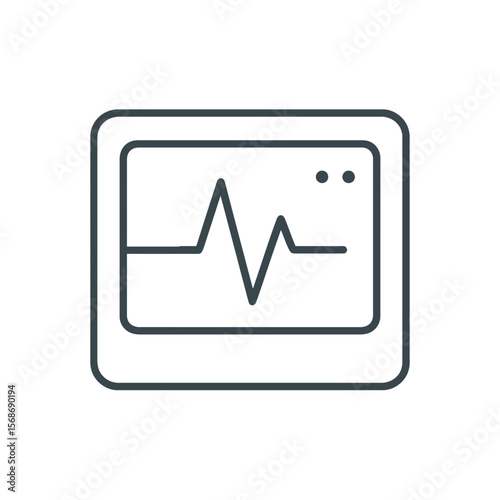 A simple heartbeat monitor graphic is perfect for medical logos, healthcare design, and cardiology themes, easily scalable for any project.