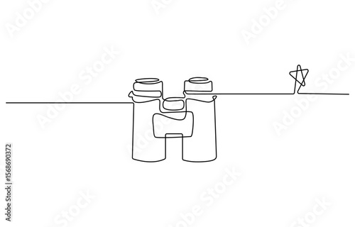 Continuous single one line of binoculars. Vector illustration, Binocular continuous single line drawing. Vector illustration, Binoculars Line Icon.