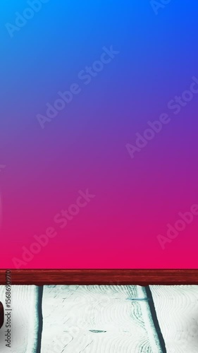Animation of two snow globes with snowman and church tower on gradient blue to pink background