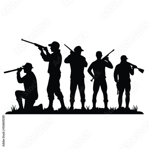 Silhouette of Hunters A Hunting Party in Action