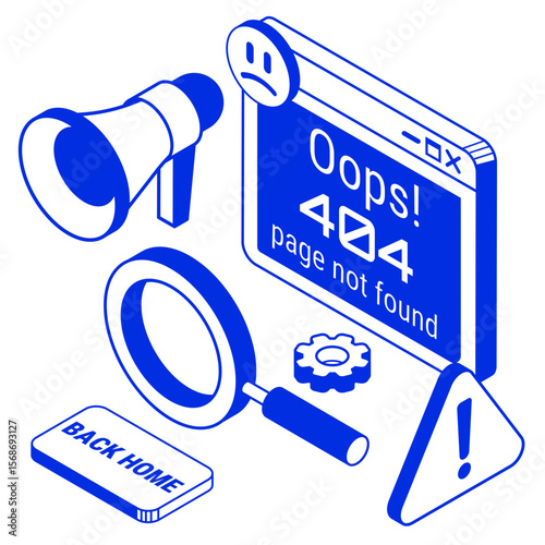 411 error page not found isometric illustration