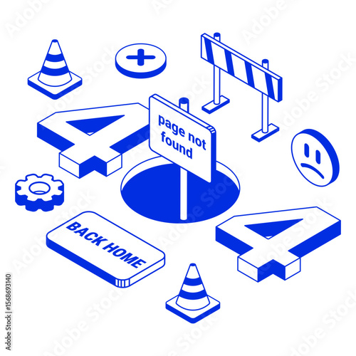 408 error page not found isometric illustration