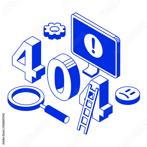 407 error page not found isometric illustration