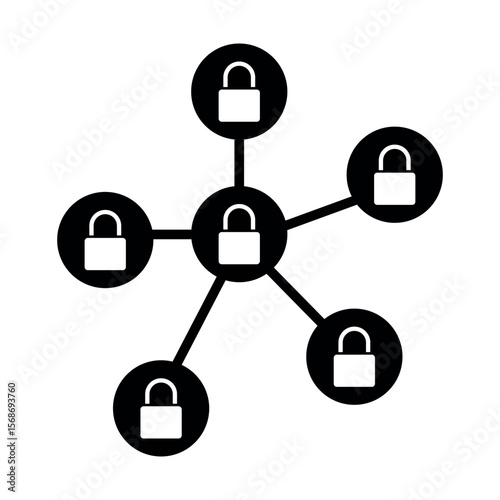 Locked Network Icon – Cybersecurity Access Control Diagram