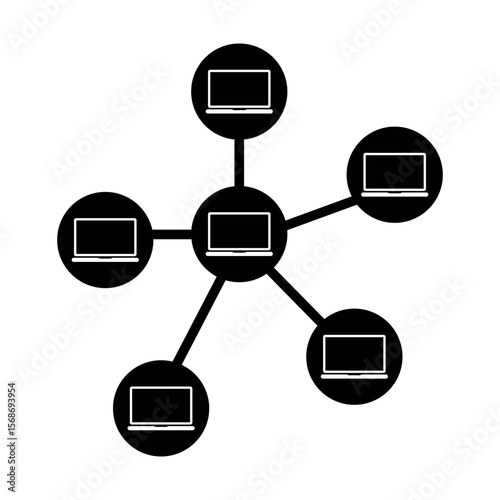 Flat Network Structure Icon – Minimal Hierarchy Design Vector