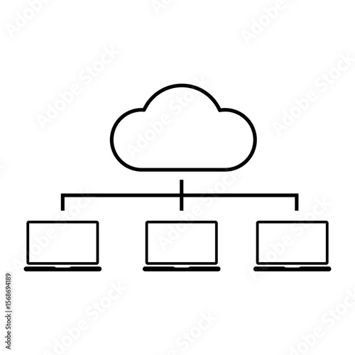 Cloud Network Diagram – Minimal Server Architecture Vector Icon