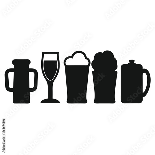 Collection of Beer Glass Icons Pint, Mug, and More