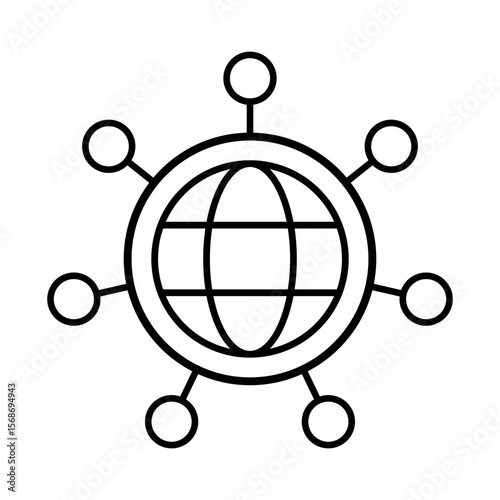 World Network Structure Icon – Global Hub Diagram Design.