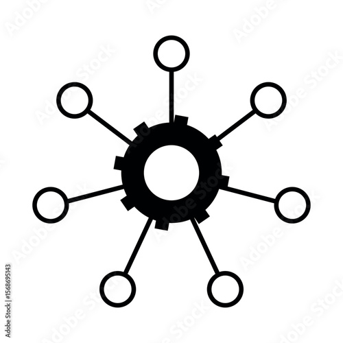 Flat Network Structure Icon – Minimal Hierarchy Design Vector