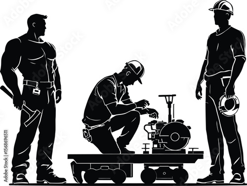 Workforce in Action  A Vector Scene Highlighting Skilled Labor, Maintenance, and Industrial Teamwork in a Construction Environment