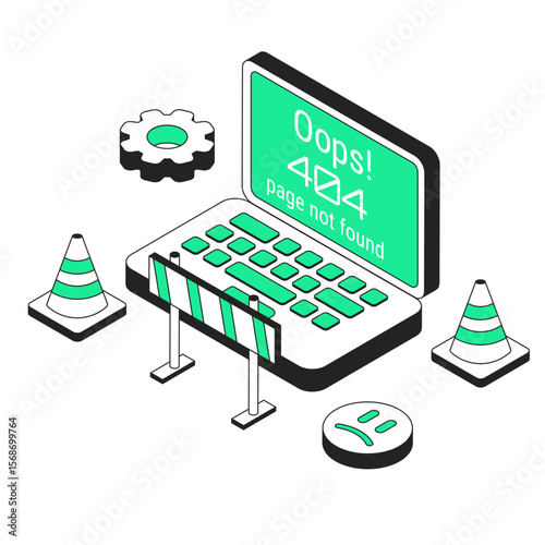 404 error page not found isometric illustration