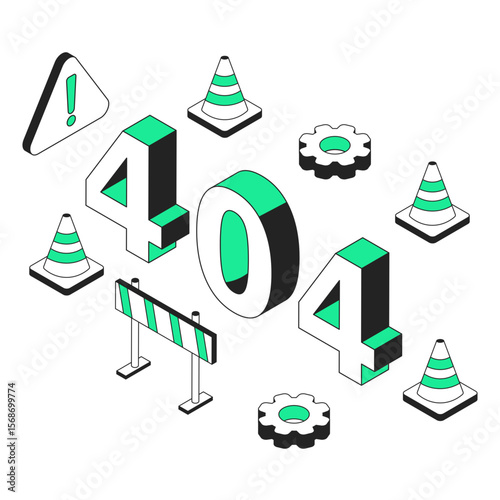 406 error page not found isometric illustration