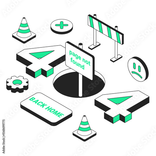408 error page not found isometric illustration