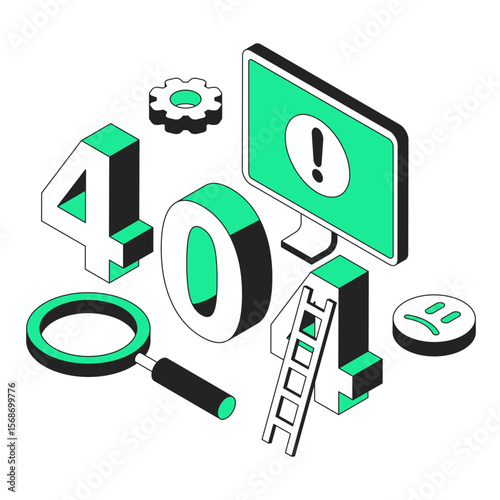 407 error page not found isometric illustration