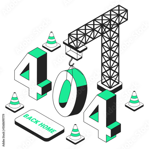 410 error page not found isometric illustration