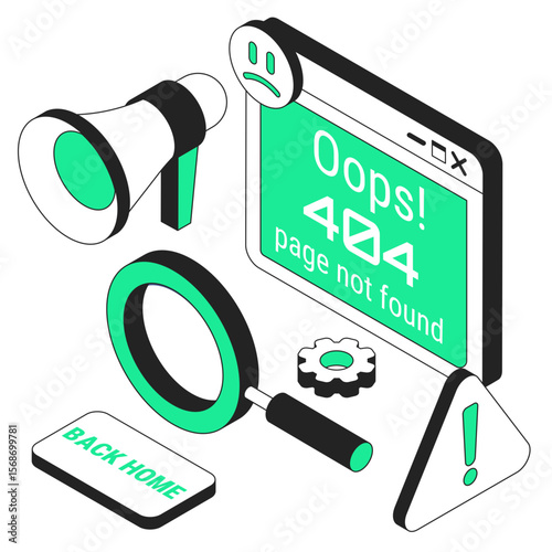 411 error page not found isometric illustration