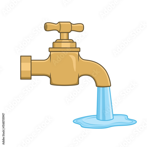 Gold water faucet. Vector illustration