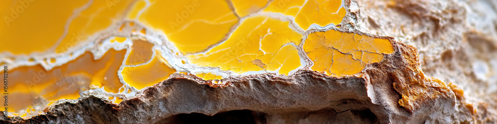 Fototapeta premium Yellow Mineral Deposit in Grey Rock Matrix