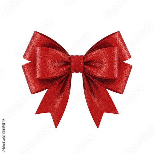 Obraz na plátně Red glitter gift bow for christmas presents