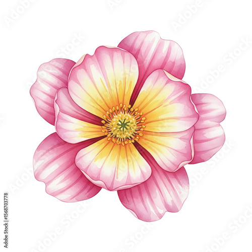 Fototapeta Naklejka Na Ścianę i Meble -  Pink and yellow watercolor flower illustration