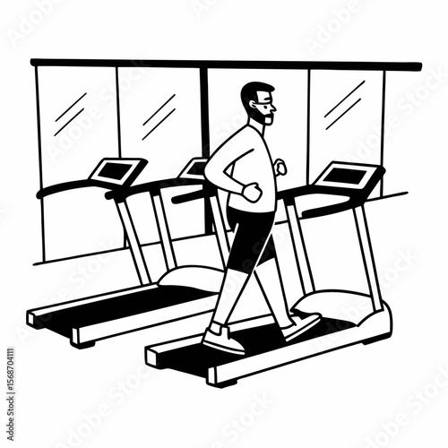 Man running on treadmill in gym exercise