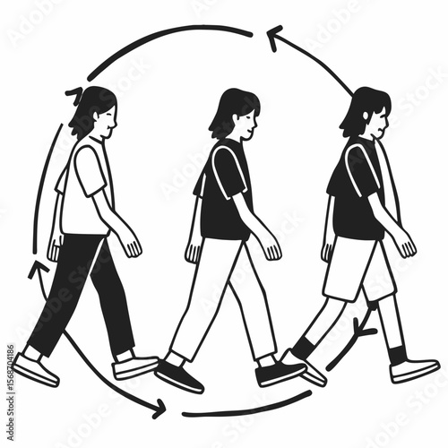 Person walking cycle illustration movement