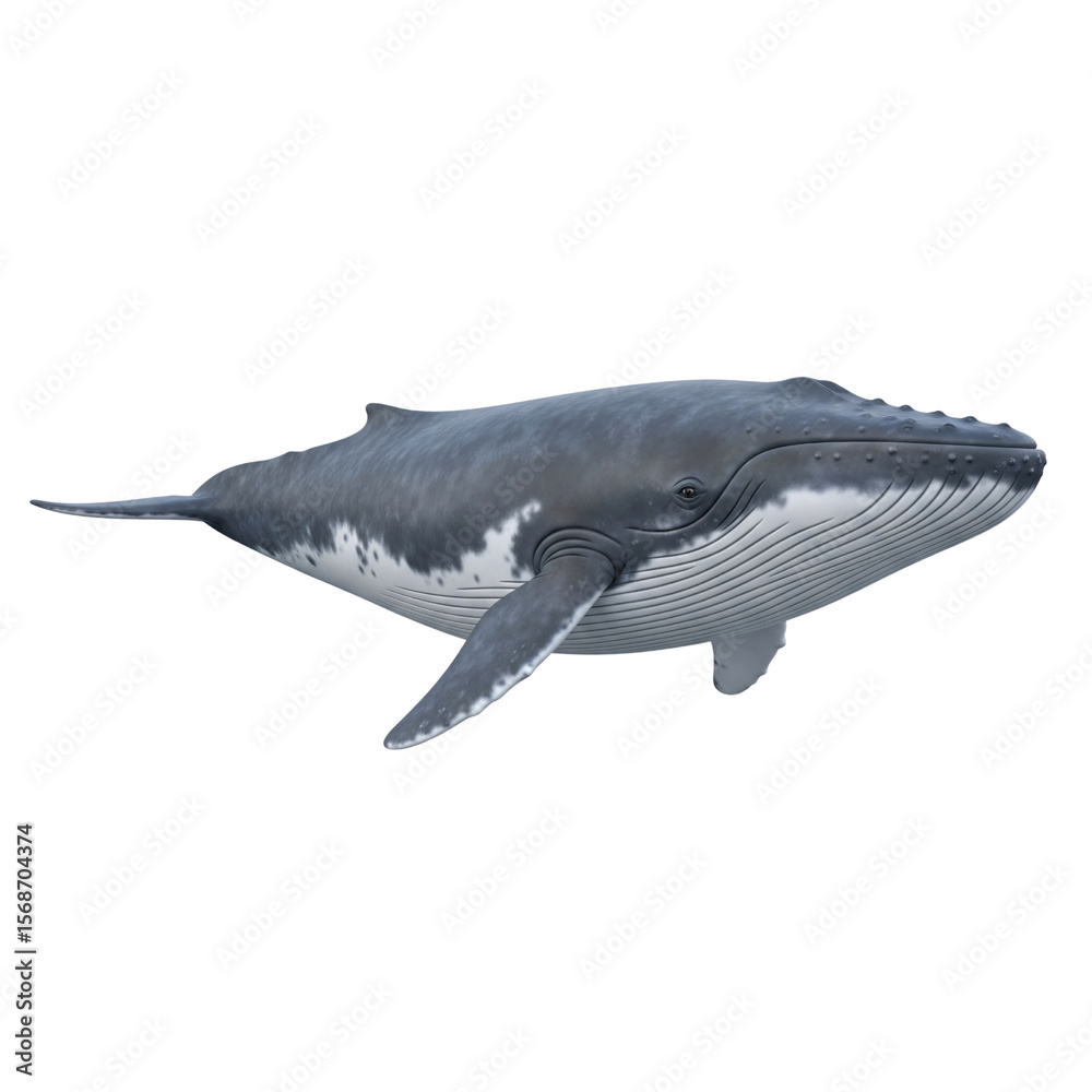 Fototapeta premium Realistic humpback whale isolated on transparent background