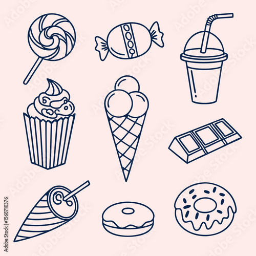 Sweet Treats A Delightful Collection of Cotton Candy and Candy Illustrations