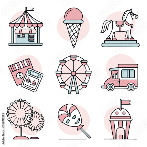 Carnival Fun Cotton Candy, Ferris Wheel, and Fairground Delights