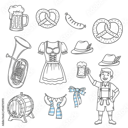 doodle icon illustration of Oktoberfest 