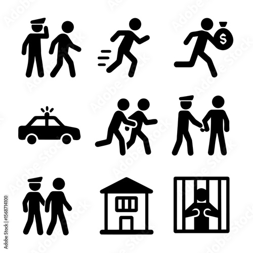 Police Chase and Robbery Icons