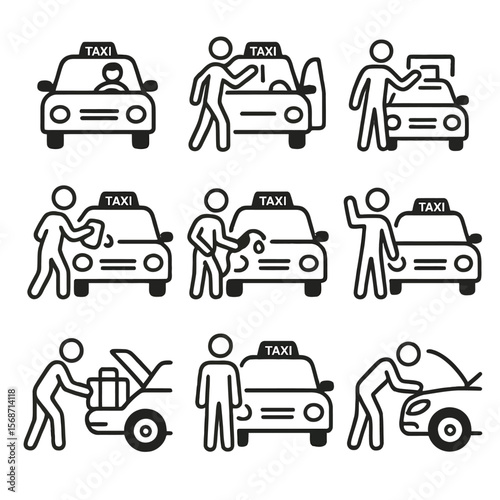 Taxi Driver and Service Icons