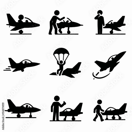 Jet Pilot and Fighter Jet Activity Icons